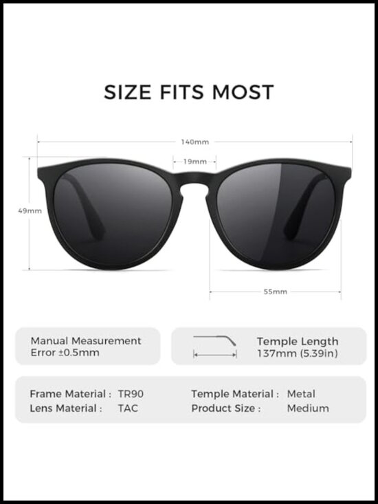 Premium Vintage Round Sunglasses, Polarized UV400 Protection, Lightweight TR90 main image 6